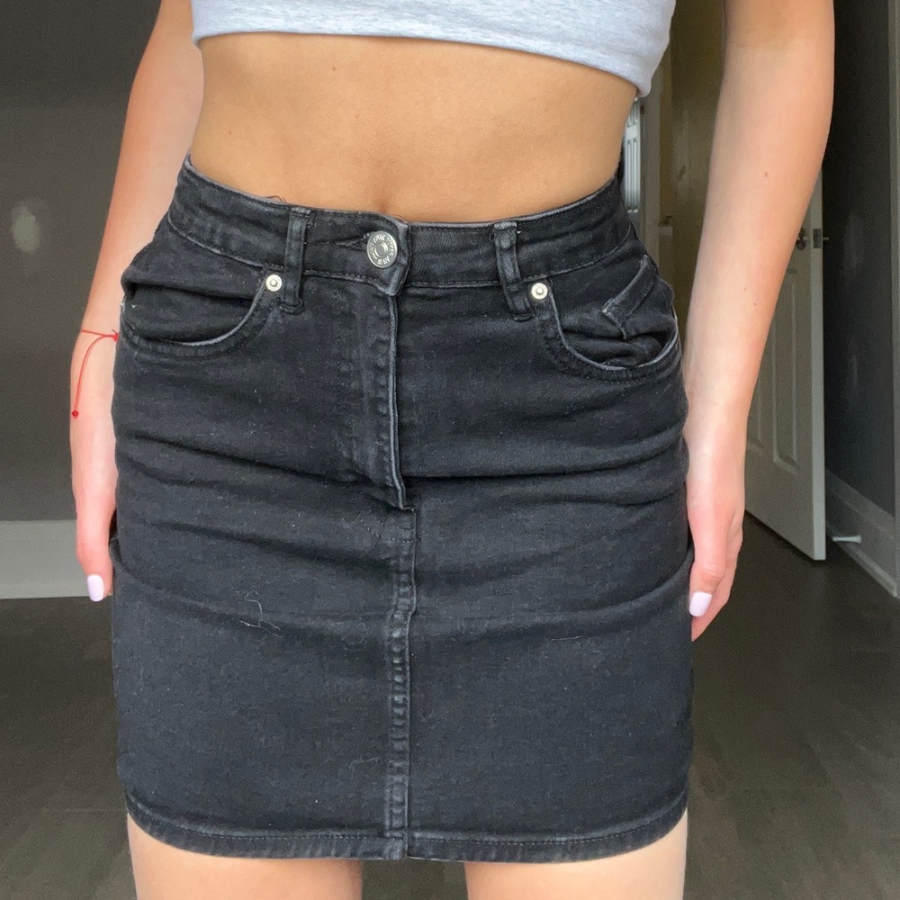 Black jean pencil skirt